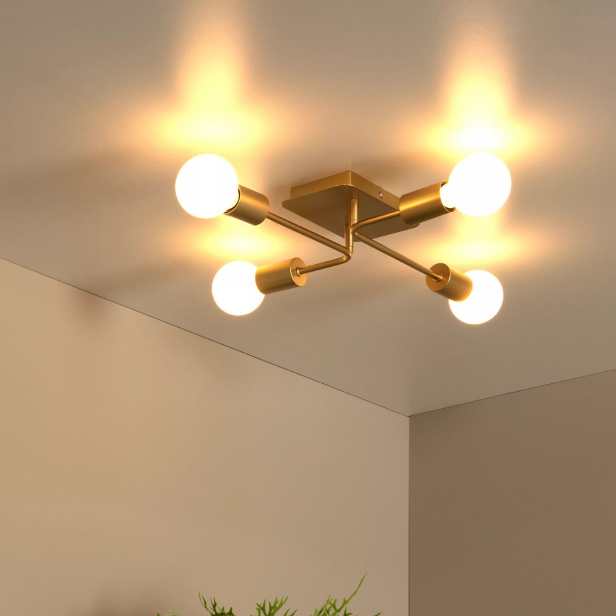Lucide 21118/04/02 - LESTER Flush-mount Chandelier 4xE27/40W/230V Gold