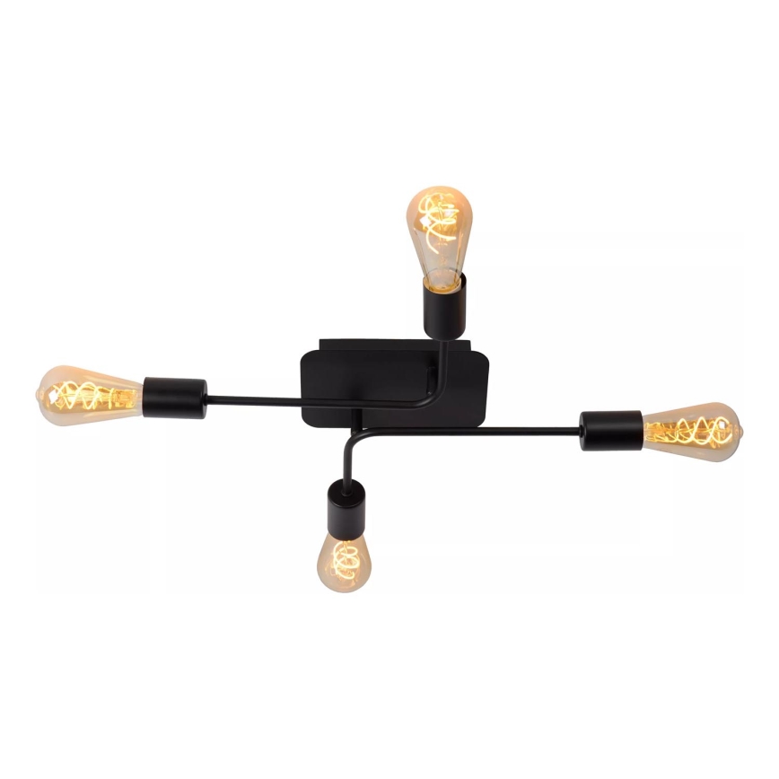 Lucide 21118/04/30 - Flush-mounted chandelier LESTER 4xE27/40W/230V black