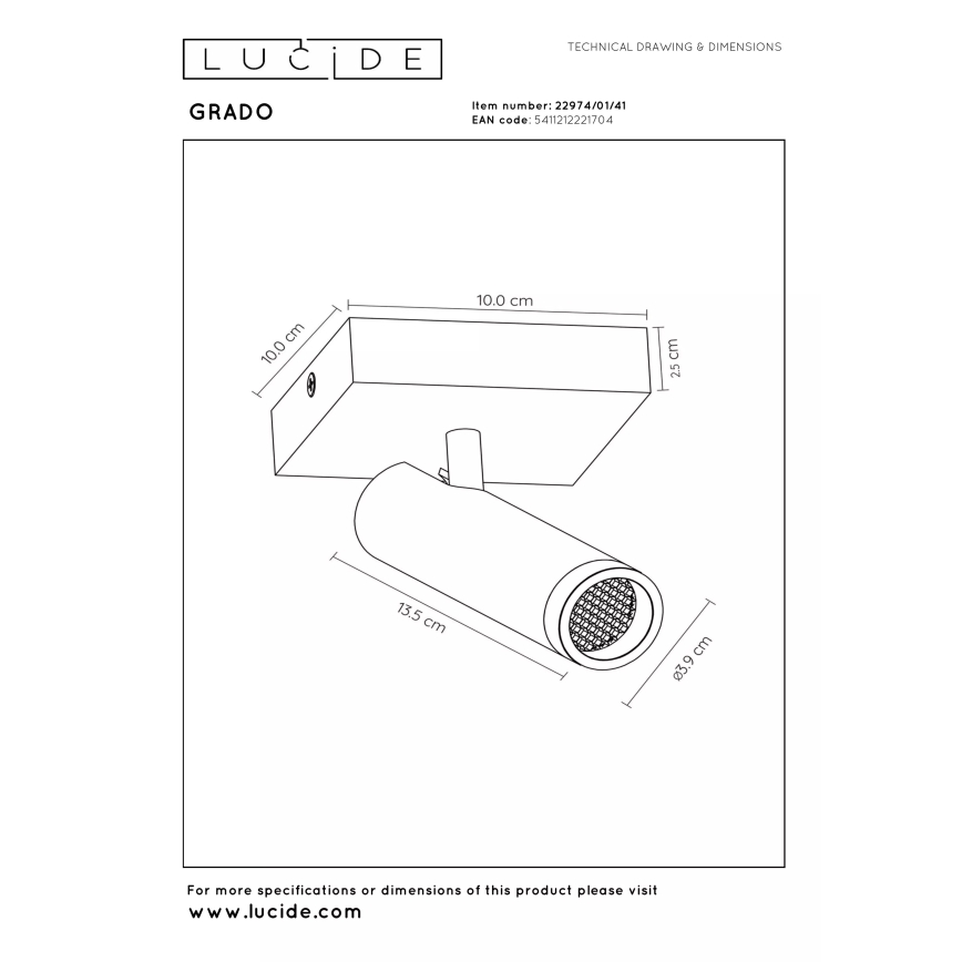 Lucide 22974/01/41 - GRADO spotlight 1xGU10/40W/230V beige