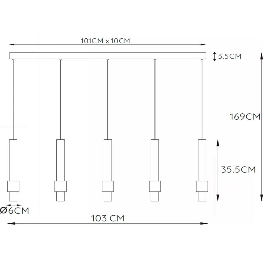Lucide 24402/30/96 - LED Dimmable chandelier on a string MARGARY 5xLED/4,2W/230V brass