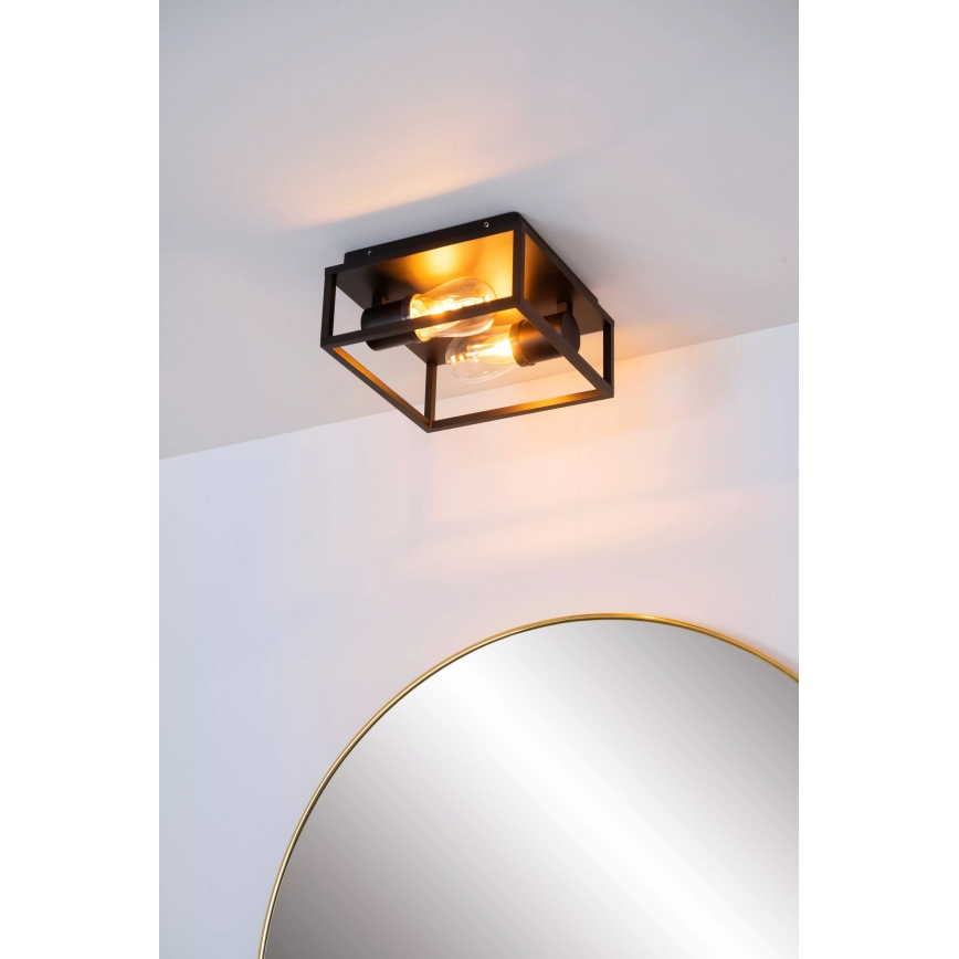 Lucide 27100/02/30 - Bathroom ceiling light CARLYN 2xE14/6W/230V IP54 black