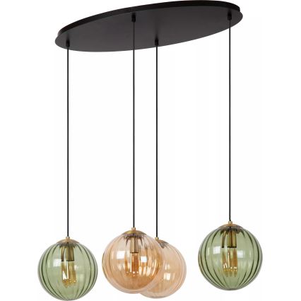 Lucide 45493/04/33 - Chandelier on a string MONSARAZ 4xE27/40W/230V green/beige