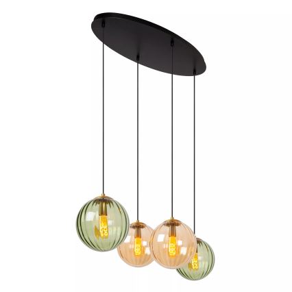 Lucide 45493/04/33 - Chandelier on a string MONSARAZ 4xE27/40W/230V green/beige