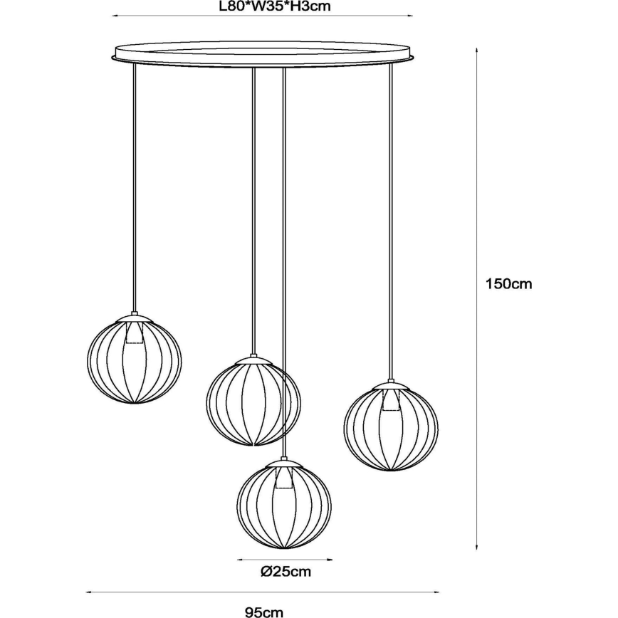 Lucide 45493/04/33 - Chandelier on a string MONSARAZ 4xE27/40W/230V green/beige