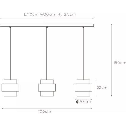 Lucide 45497/03/02 - Chandelier on a string FIRMIN 3xE27/40W/230V gold