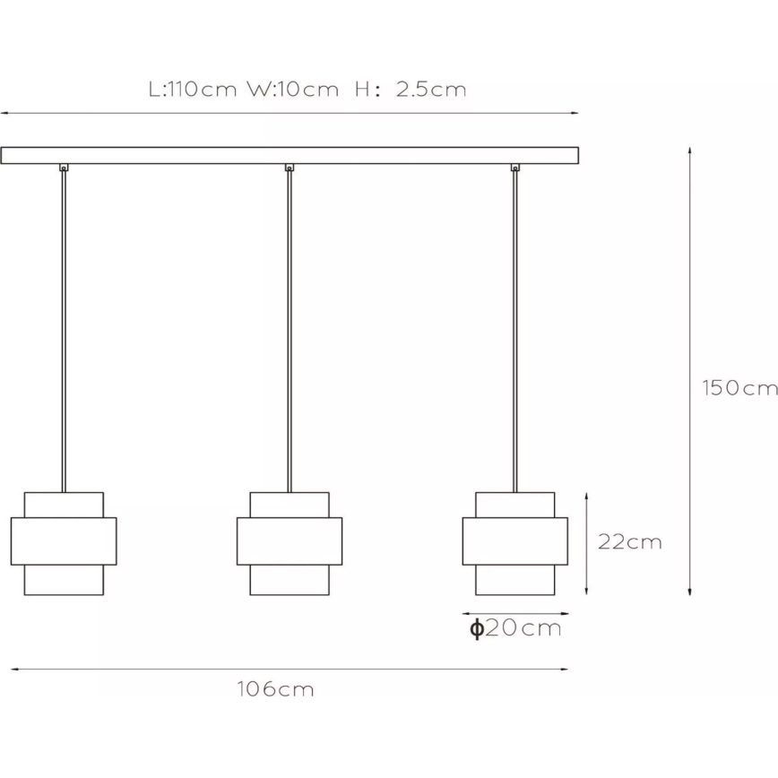 Lucide 45497/03/02 - Chandelier on a string FIRMIN 3xE27/40W/230V gold