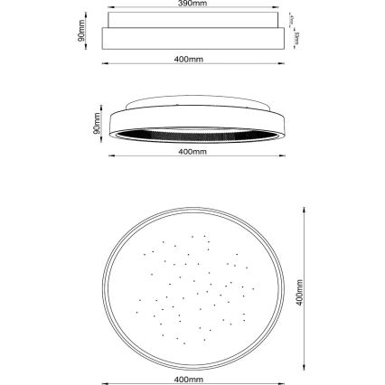 Lucide 71102/40/30 - LED Dimmable ceiling light ESTREJA LED/40W/230V 2500-3000K d. 40 cm black + remote control