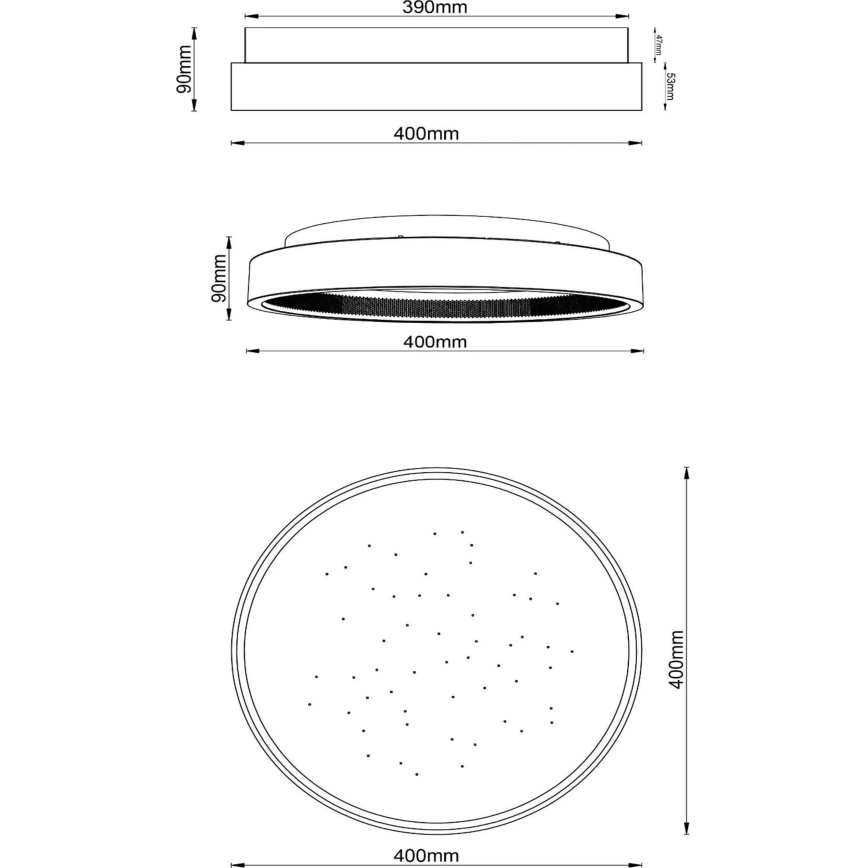 Lucide 71102/40/30 - LED Dimmable ceiling light ESTREJA LED/40W/230V 2500-3000K d. 40 cm black + remote control