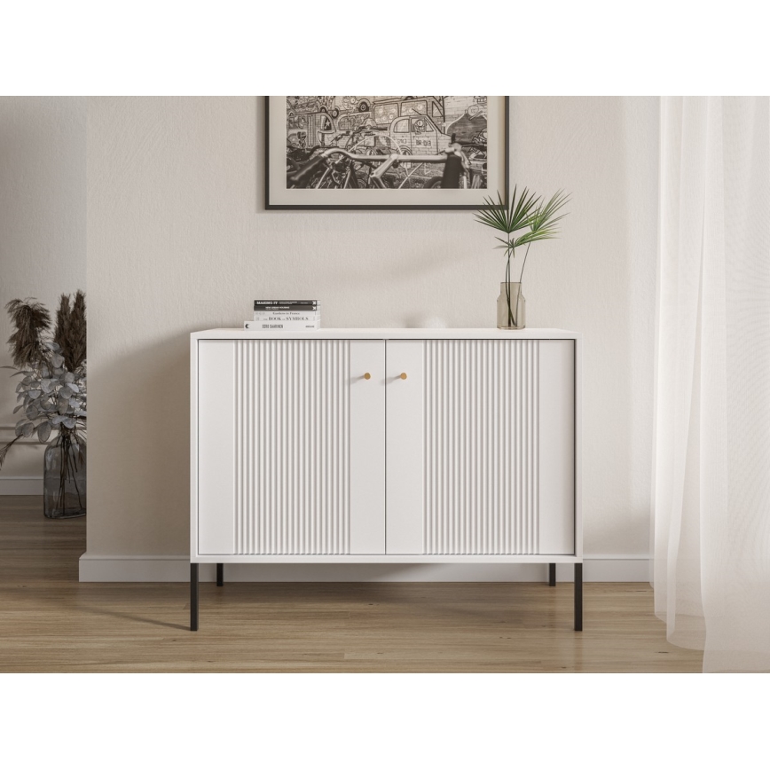 LUE 104x39 cm White/Black Chest of Drawers