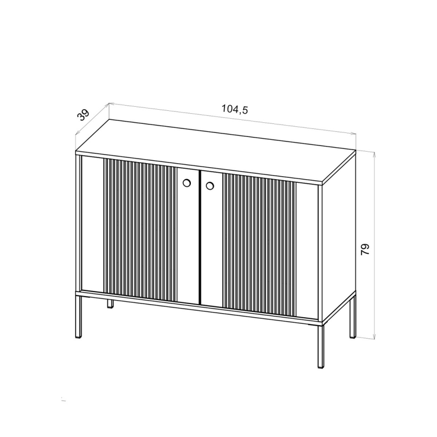LUE 104x39 cm White/Black Chest of Drawers