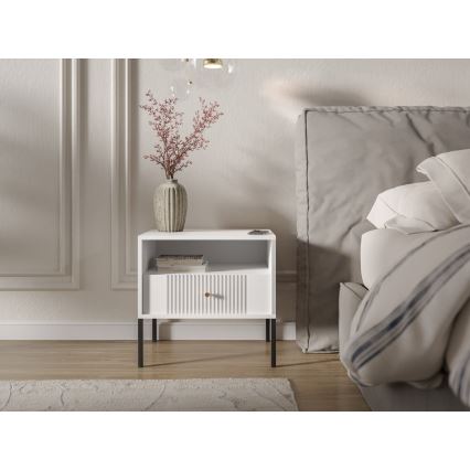LUE Bedside Table 54x39 cm White/Black