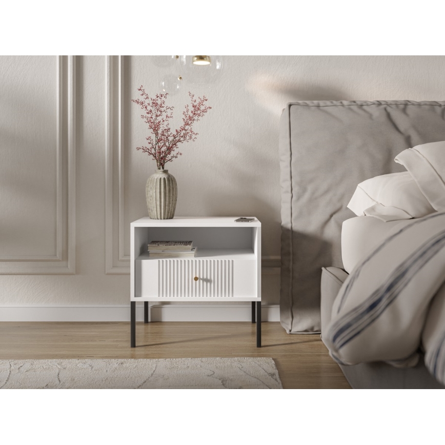 LUE Bedside Table 54x39 cm White/Black