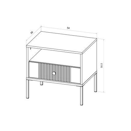 LUE Bedside Table 54x39 cm White/Black