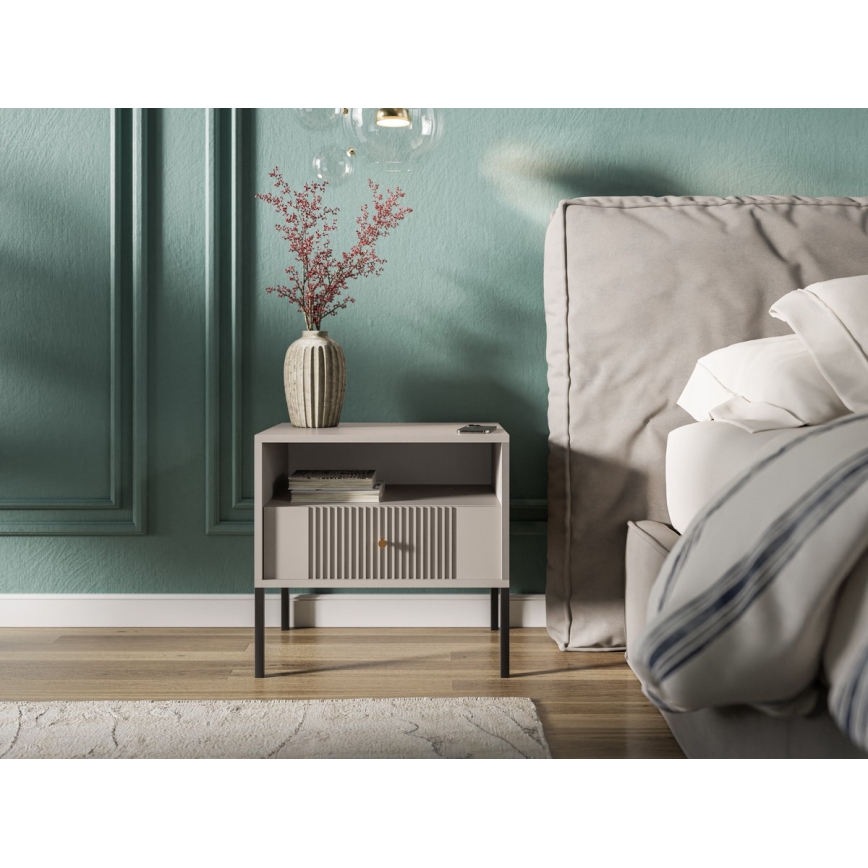 LUE Nightstand Beige/Black