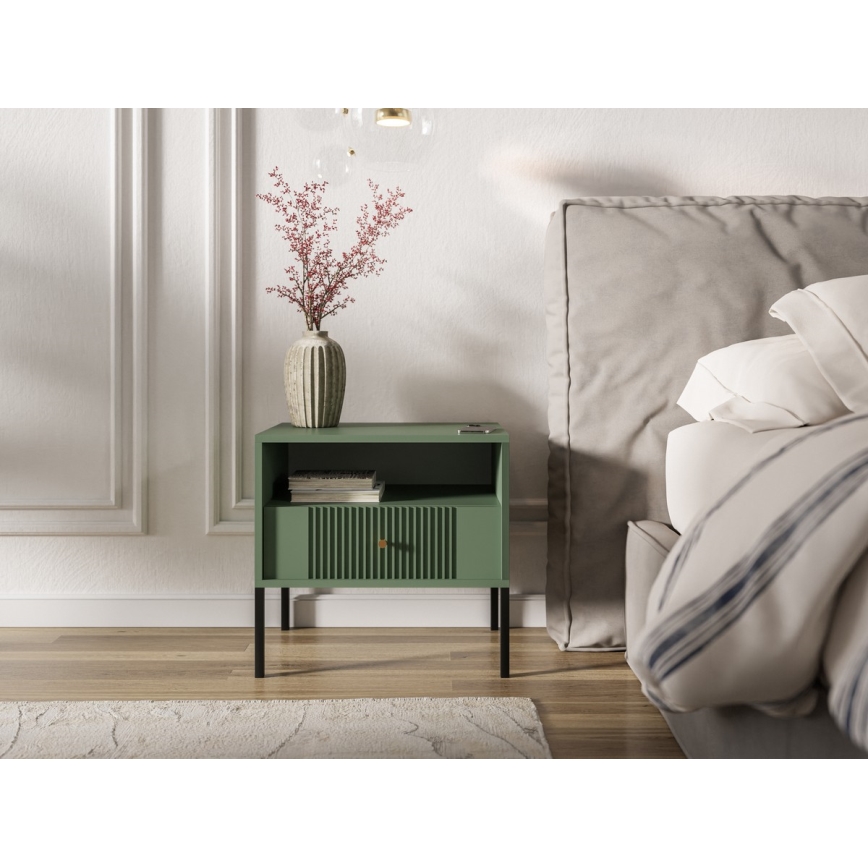 LUE Nightstand, Green/Black