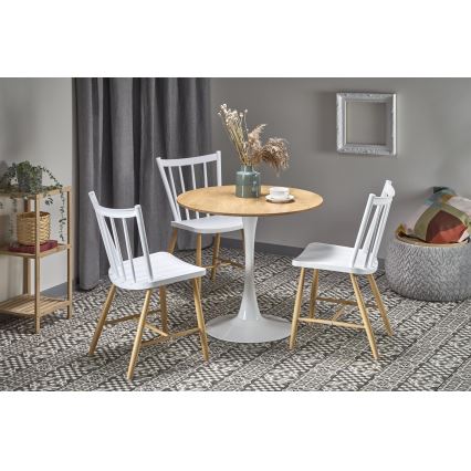 LUGI Dining Table Ø 80 cm Brown/White