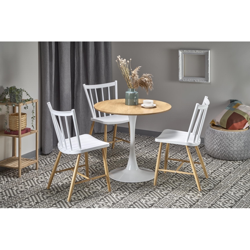 LUGI Dining Table Ø 80 cm Brown/White