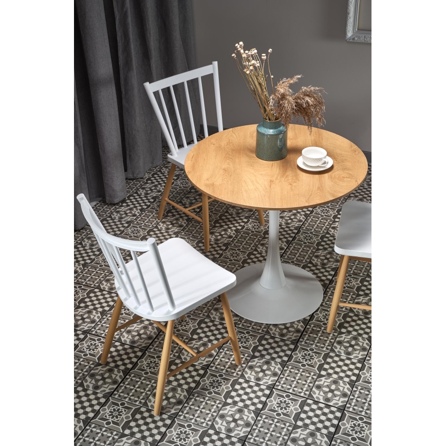 LUGI Dining Table Ø 80 cm Brown/White