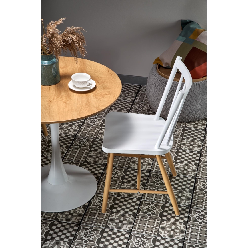 LUGI Dining Table Ø 80 cm Brown/White