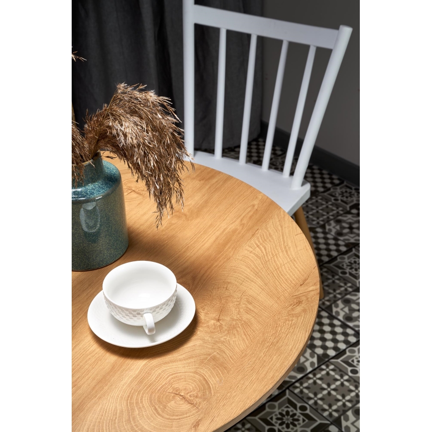 LUGI Dining Table Ø 80 cm Brown/White