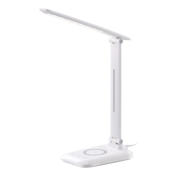 LUMI Dimmable LED Desk Lamp with Qi Wireless Charging and USB, 7W/230V, White