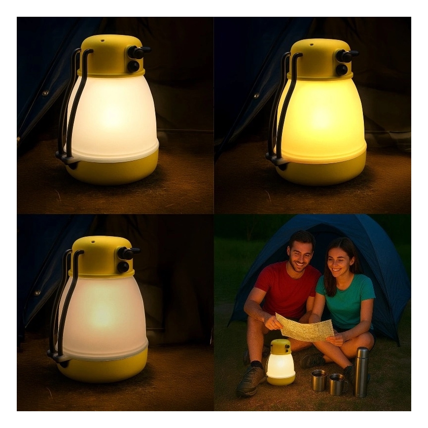 LUMINA MINIO LED — Dimmable Portable Rechargeable Lamp with Power Bank Function, 5V/1800 mAh, IP44, Yellow