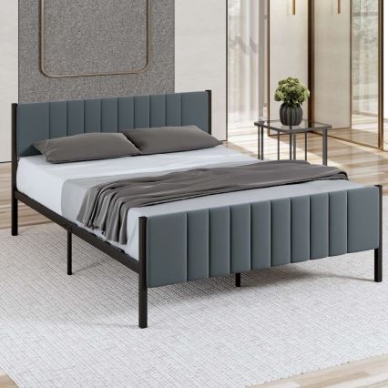 LUNOR Metal Double Bed 120 x 200 cm, Anthracite – Sturdy Frame with 120 kg Load Capacity