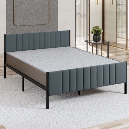 LUNOR Metal Double Bed 120 x 200 cm, Anthracite – Sturdy Frame with 120 kg Load Capacity