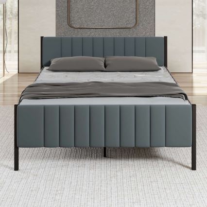 LUNOR Metal Double Bed 120 x 200 cm, Anthracite – Sturdy Frame with 120 kg Load Capacity