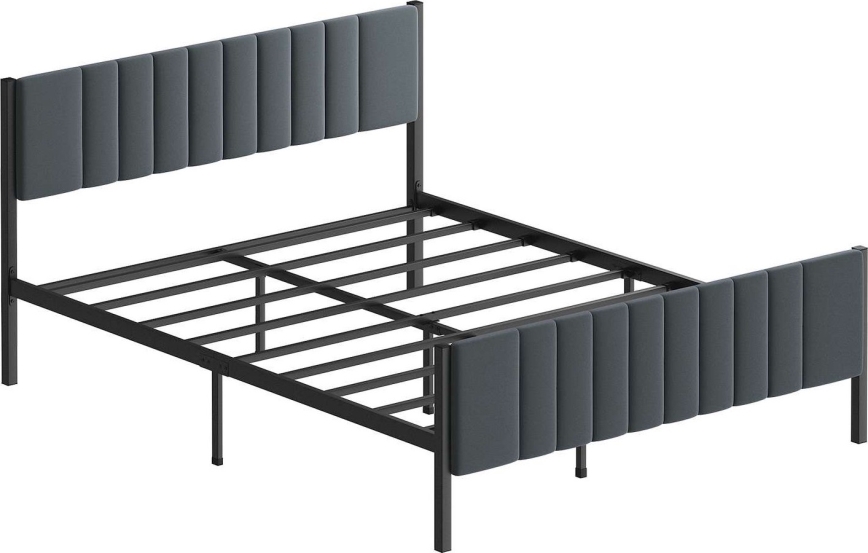 LUNOR Metal Double Bed 140 x 200 cm, Anthracite, 200 kg Load Capacity