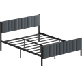 LUNOR Metal Double Bed 160x200 cm, Anthracite — 200 kg Load Capacity