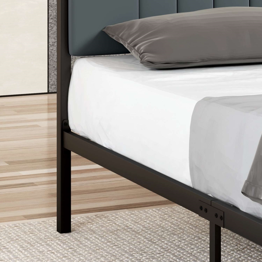 LUNOR Metal Double Bed 160x200 cm, Anthracite — 200 kg Load Capacity
