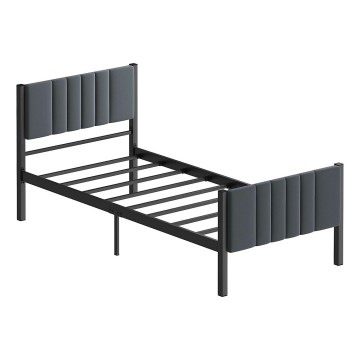 LUNOR Metal Single Bed 90x200 cm, Anthracite — 120 kg Load Capacity