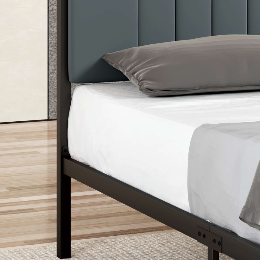 LUNOR Metal Single Bed 90x200 cm, Anthracite — 120 kg Load Capacity