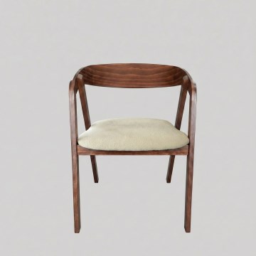 LUSO Dining Chair, Walnut/Beige