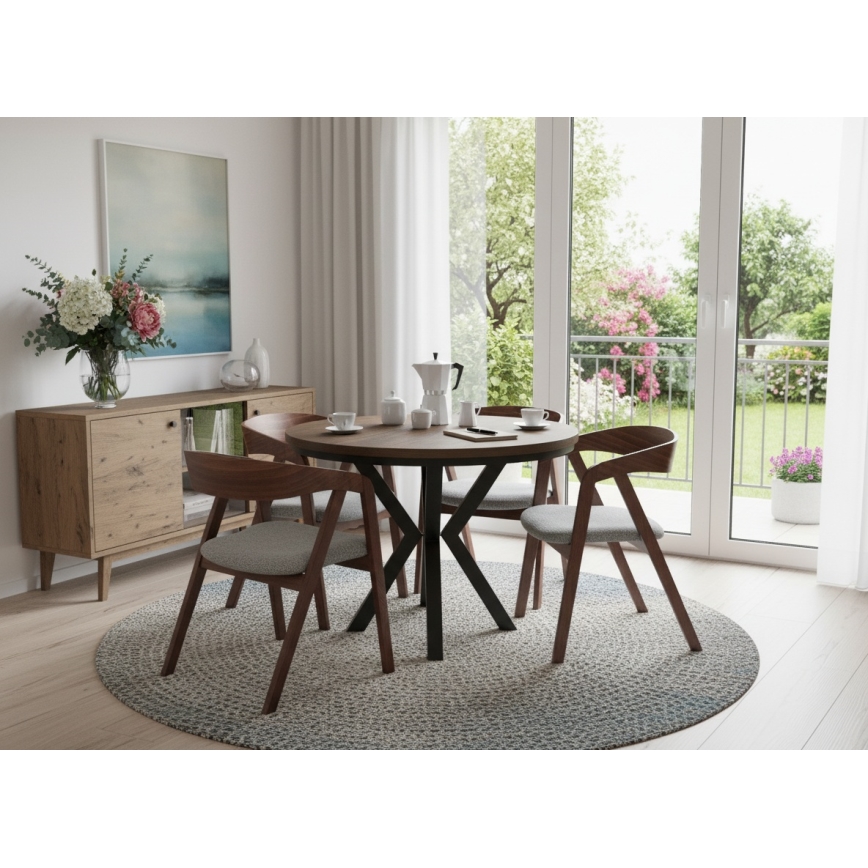 LUSO Dining Chair, Walnut/Grey