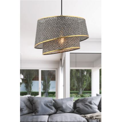 Lustr na lanku BARETTE 1xE27/60W/230V šedá/zlatá
