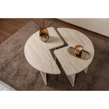 LUVIA Coffee Table, Beige Marble Finish