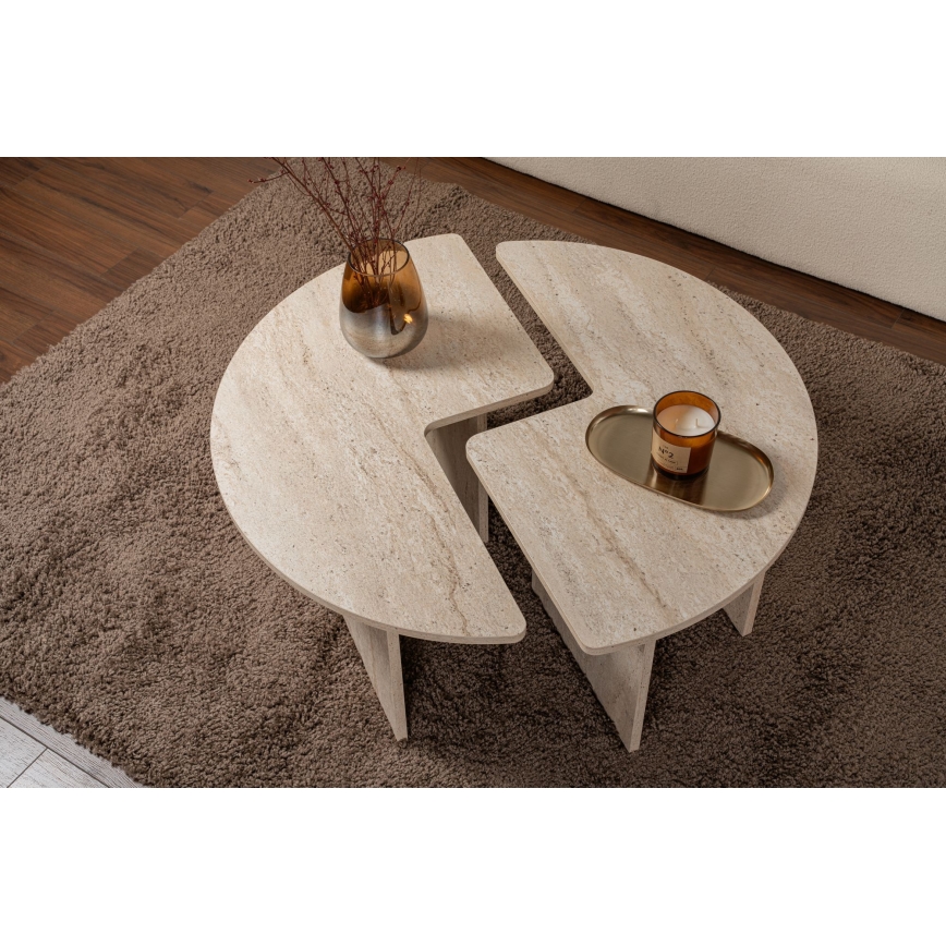 LUVIA Coffee Table, Beige Marble Finish