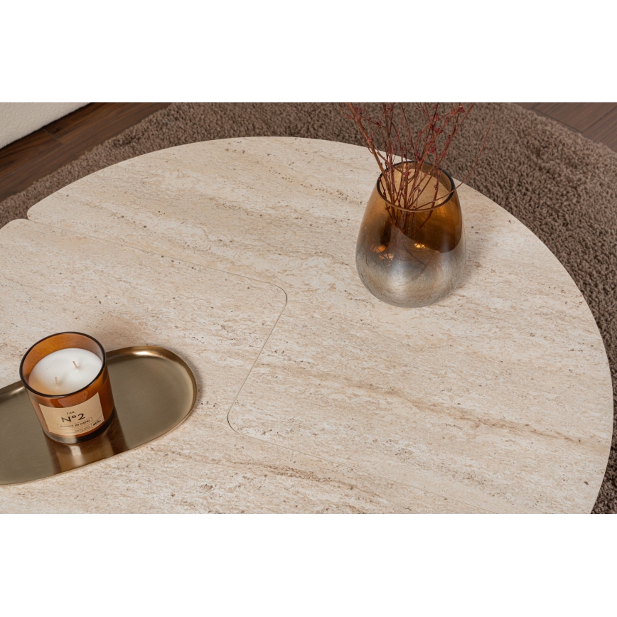 LUVIA Coffee Table, Beige Marble Finish