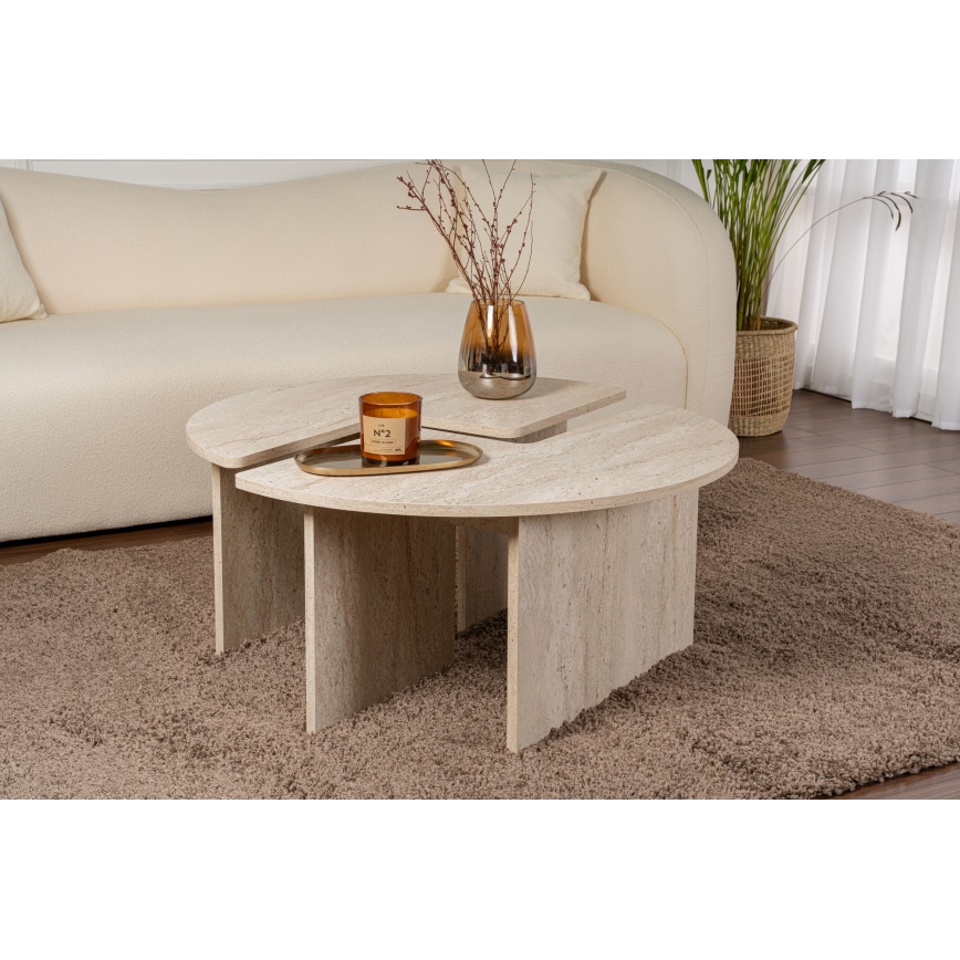 LUVIA Coffee Table, Beige Marble Finish