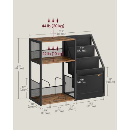 LUVOR Side Table 81x30 cm Brown/Black