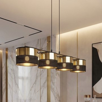 LUX cable-hung chandelier 4xE27/15W/230V black/gold