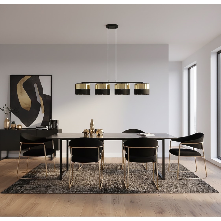 LUX cable-hung chandelier 4xE27/15W/230V black/gold