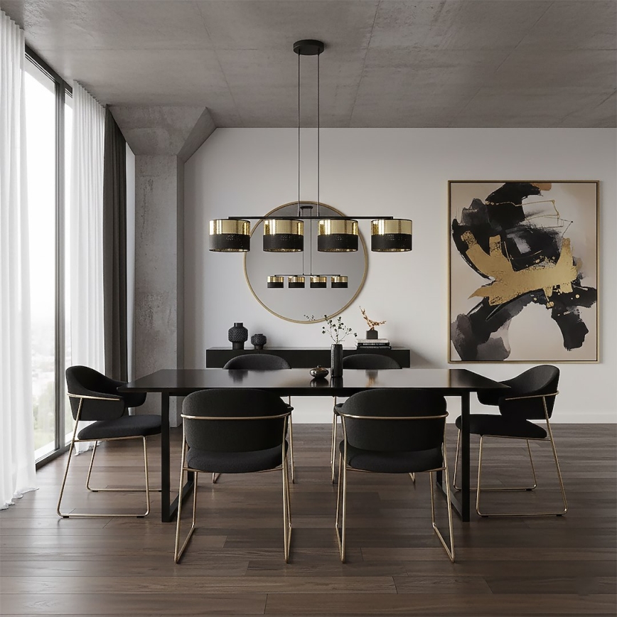 LUX cable-hung chandelier 4xE27/15W/230V black/gold