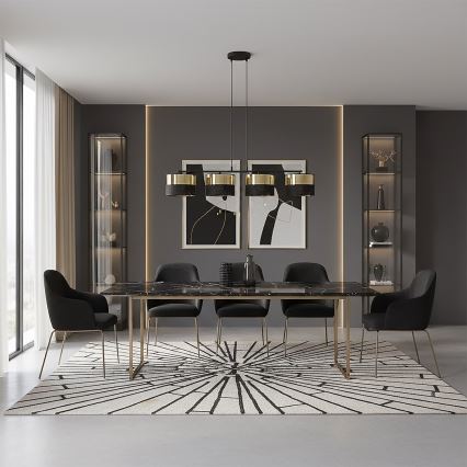 LUX cable-hung chandelier 4xE27/15W/230V black/gold