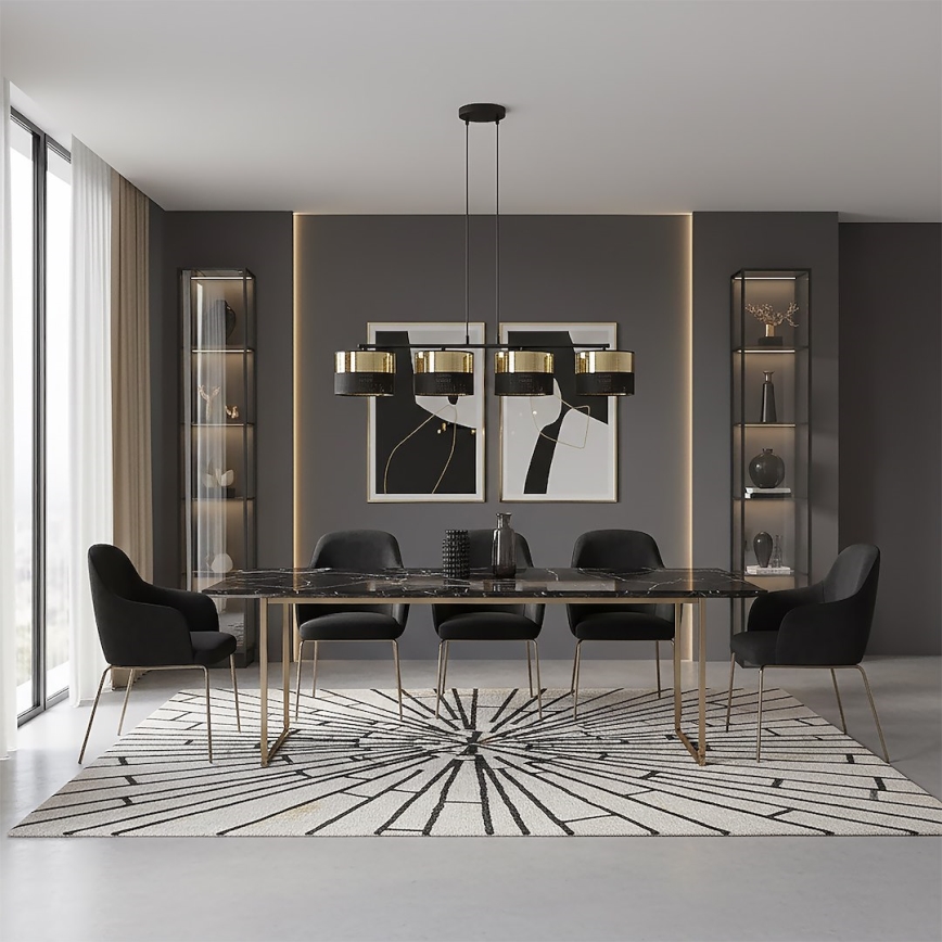 LUX cable-hung chandelier 4xE27/15W/230V black/gold