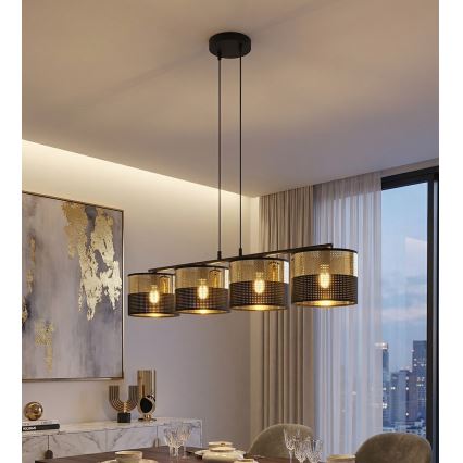 LUX cable-hung chandelier 4xE27/15W/230V black/gold