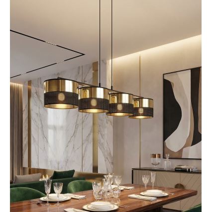 LUX cable-hung chandelier 4xE27/15W/230V black/gold