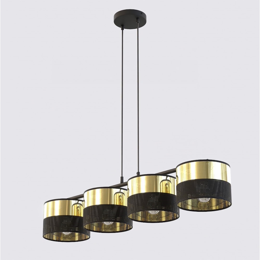 LUX cable-hung chandelier 4xE27/15W/230V black/gold